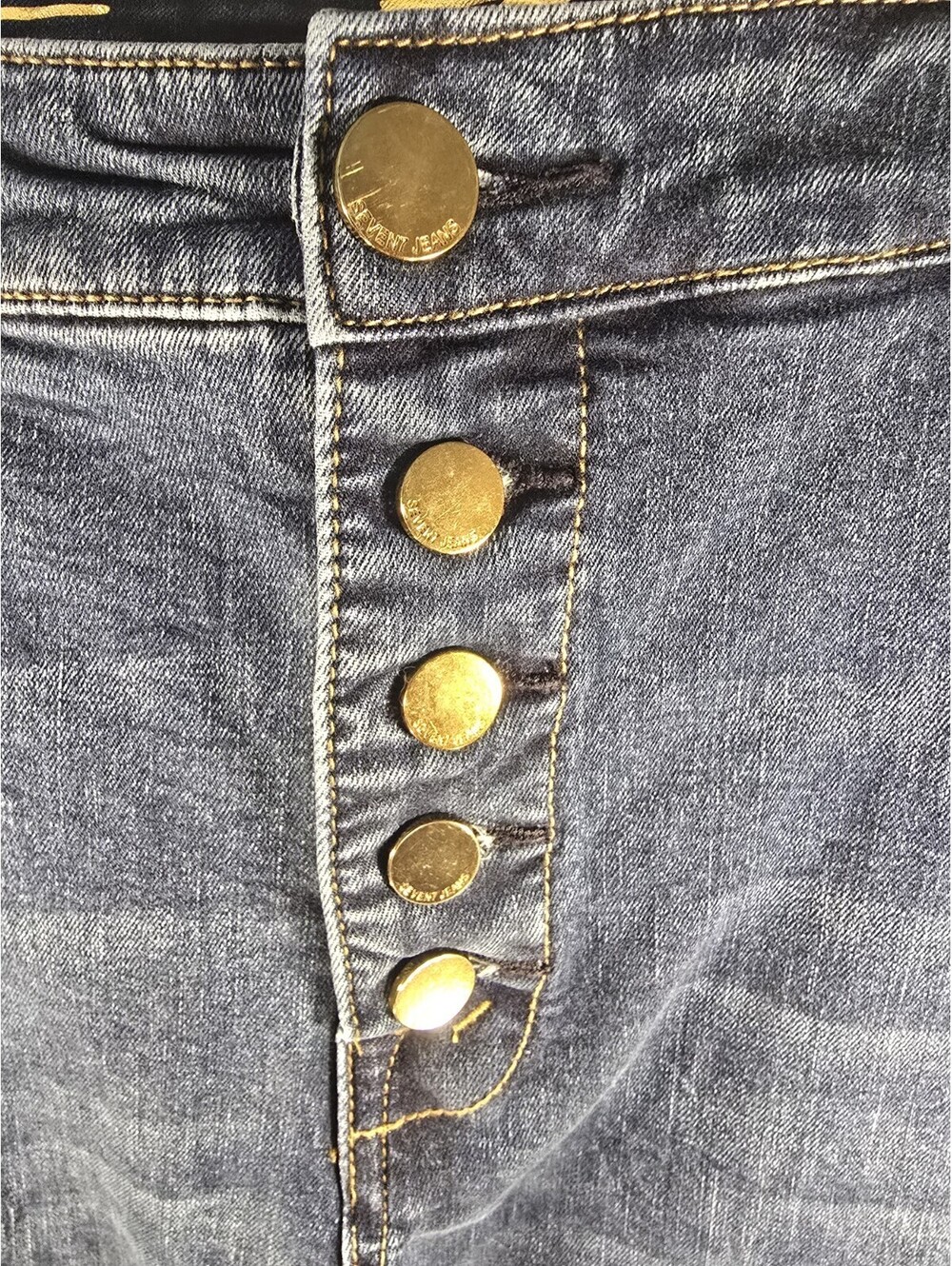 Seven7 Jeans Womens 20 Blue Denim Flare Leg Raw Hem Button-Up Fly